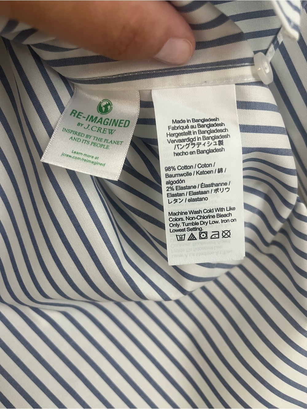 J. Crew Classic Men's Navy Vertical Stripes Button Down - Picture 3 of 4